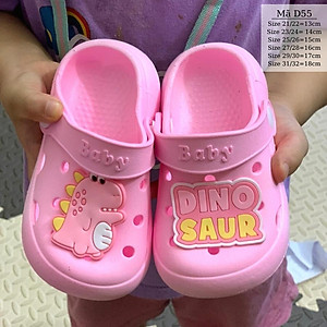 Dép sục cho bé gái Cross khủng long hồng dễ thương cho trẻ em 1, 2, 3, 4, 5 tuổi êm nhẹ chống trơn trượt đi trong nhà đi học đi biển D55