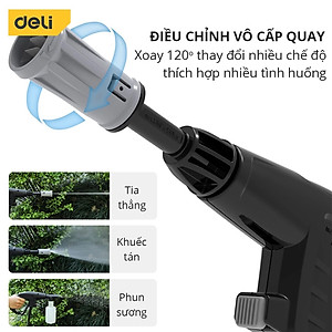 [TẶNG Ổ CẮM ĐIỆN + MIẾNG RỬA XE] Máy Xịt Rửa Mini Động Cơ Lõi Đồng Deli Cao Áp Chính Hãng 1 đổi 1 Bảo Hành 36 Tháng Rửa Xe Tưới Cây Vệ Sinh Nhà Cửa