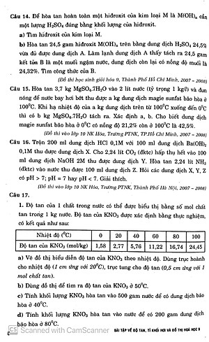 Sách Bài Tập Về Độ Tan-Tỉ Khối Hơi Và Đồ Thị Hóa Học Lớp 9