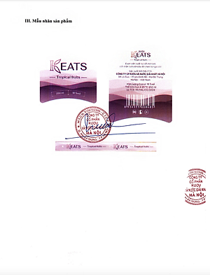 Rượu KEATs Tropical Fruits HALICO nồng độ 18 %vol chai 250ml  kèm hộp