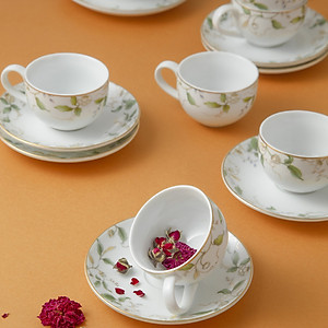 Bộ ấm trà phình thon hoa 014 họa tiết hoa Ngọc Diệp