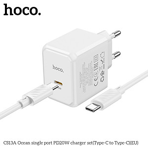 Bộ Sạc Nhanh Type C to Type C Cho Iphone15,16 PD20W Hoco CS13/CS13A  - Sạc Nhanh 0 đến 50% Pin Trong 30p - Bảo Hành 1 Năm - Hàng Chính Hãng