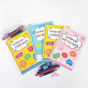 Bộ 3 Vở Luyện Viết Chữ Đẹp Tặng Kèm Bút Tự Xoá - Hành Trang Cho Bé Vào Lớp 1 - Thanh Nga