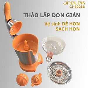 Máy vắt cam APELEK CJ-6003B - Hàng chính hãng - Đầu rót trực tiếp tiện lợi - Công suất 200W mạnh mẽ - Lưới lọc bằng Inox 304 dễ dàng vệ sinh - Tay ép an toàn-  Hai đầu vắt lớn và nhỏ 