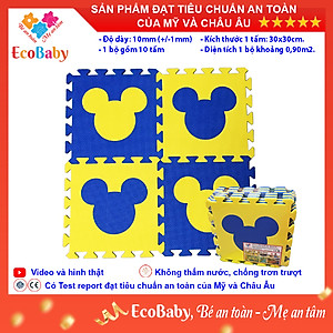 Bộ 10 tấm Thảm xốp cho bé ECOBABY, thảm xốp đạt tiêu chuẩn Mỹ và Châu Âu, độ dày khoảng 1cm, kích thước 1 tấm 30x30cm - Mickey