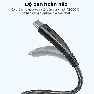Dây Cáp Sạc Type C to C Sạc Nhanh 60W, Dài 1m, Dây Dù Nylon Siêu Bền RAVPower RP-CB047 - Hàng Chính Hãng
