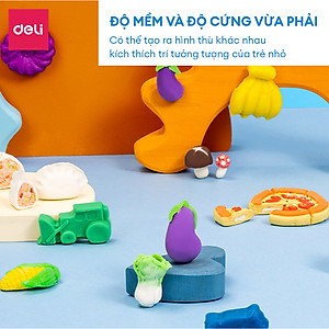 Bộ Đất Nặn 3D Deli 12/24 Màu - Đất Sét Nặn An Toàn, Không Dính Tay, Kèm Phụ Kiện Khuôn Nặn Cho Bé