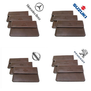 Ví da bóp da đựng giấy tờ đăng kiểm xe hơi ô tô có dập logo theo hãng