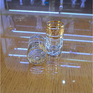 Bộ ly pha lê Tiệp cao cấp BOHEMIA 1239A, dung tích 35 ml, hoa tiết dây hoa mạ vàng, kiểu dáng sang trọng, hiện đại - Hàng chính hãng