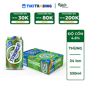 Thùng 24 lon Bia Lager Tuborg (330ml/lon) - Độ cồn 4.6%