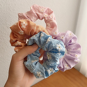 Dây buộc tóc Scrunchies hoa nổi dễ thương HD84