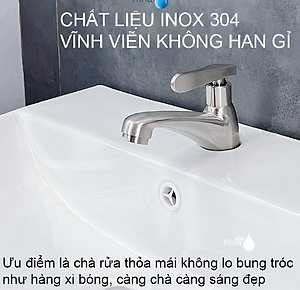 Vòi rửa mặt lavabo KG11 tay gạt dùng cho nước lạnh loại đẹp cao cấp inox sus304 - Hàng chính hãng
