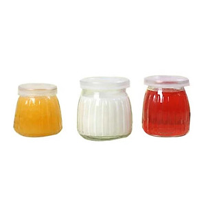 Bộ 12 Hũ Thuỷ Tinh Sọc 100ML Làm Yaourt- Sữa Chua Caramen-Pudding- Có Nắp Đậy- Hàng Chính Hãng MINIIN
