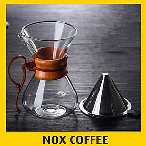 Bình pha cà phê chemex kèm phễu lọc inox