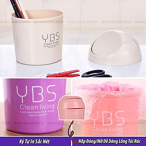 Thùng Rác Mini Để Bàn YBS Thùng Rác Nhỏ Cute Có Nắp Đậy Tiện Lợi 3 Màu Lựa Chọn