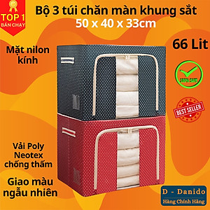 Bộ 2 Túi Đựng Chăn Màn - Túi Quần Áo Khung Sắt Gấp Gọn 2 Chiếc Cao Cấp (Giao màu ngẫu nhiên)
