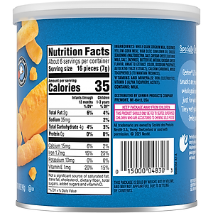 Thực Phẩm Bổ Sung Bánh Ăn Dặm Gerber Lil's Crunchies vị Phô Mai Mild Cheddar 42g dành cho trẻ trên 8 tháng tuổi