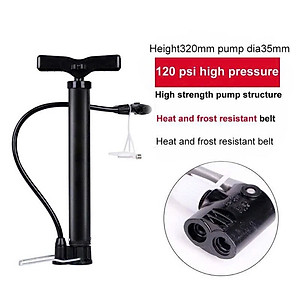Bơm xe đạp, xe máy xách tay siêu nhẹ, áp suất 120 PSI, thân hợp kim siêu bền, hỗ trợ cả van Mỹ và van Pháp, bơm được cho tất cả các loại xe đạp bao gồm xe đua, xe địa hình, xe đạp đường trường
