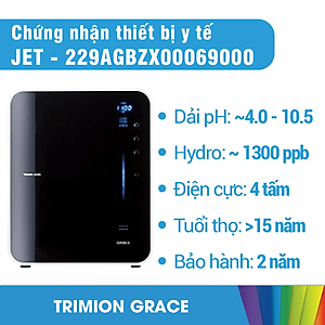 [LẮP ĐẶT TOÀN QUỐC] Máy Điện Giải iON Kiềm TRIM ION GRACE - Nhật Bản, 4 tấm điện cực Titan, Tạo ra 7 loại nước ion, 1300 ppb, Tặng Bộ tiền lọc + Vòi + Bộ chuyển nguồn, Trimion Grace - Hàng Chính Hãng - TRIM ION GRACE