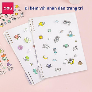 Sổ Tay Lò Xo Gáy Xoắn Kẻ Ngang 100 Trang A5/B5 Bìa Nhựa Có Kèm Sticker Trang Trí Deli - Phù Hợp Làm Sổ Kế Hoạch Planner, Nhật Kí, Tập Vở Ghi Chép Bullet Journal - 24507 24508 EN206 24505 24506