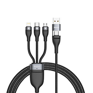 Cáp sạc đa năng 6 trong 1 Baseus Flash Series Two-for-three Data Cable U+C to M+L+C 100W LV874-Hàng chính hãng.