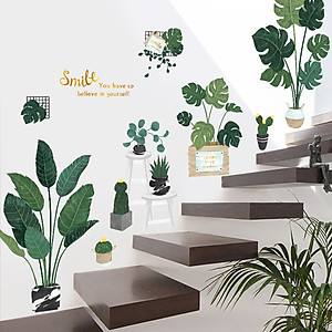 Decal dán tường Tranh Dán tường Lá Cây phong cách Vintage ZH2009AB