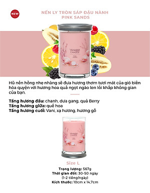 Nến ly tròn sáp đậu nành Yankee Candle size L (567g) - Pink Sands