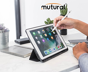 Bao da ipad Mini 5 2019 hiệu Mutural có khe cài bút cảm ứng_ Đỏ- hàng nhập khẩu