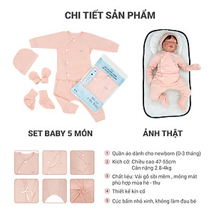 Set quần áo cài chéo 5 món vải modal làm từ sợi cây sồi siêu mềm và thoáng khí  Comfybaby size sơ sinh Newborn