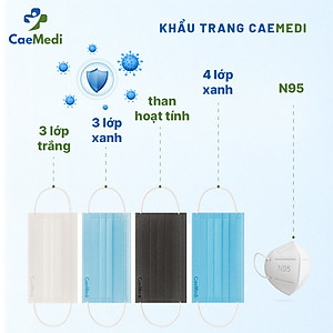 COMBO 5 HỘP Khẩu trang y tế CAEMEDI 3 lớp TRẮNG Cao cấp, kháng khuẩn, lọc bụi bẩn đạt chuẩn BFE, FDA xuất khẩu Hoa Kỳ - Hộp 50 cái