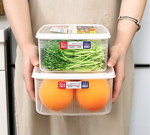 Combo 04 hộp nhựa cao cấp bảo quản thực phẩm Nakaya hình chữ nhật (Full size) - Nội địa Nhật Bản