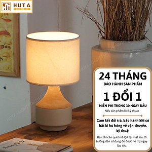 Đèn Ngủ Để Bàn Gốm Sứ Cao Cấp HUTA S14 Vân Màu Gỗ Độc Đáo Sang Trọng, Decor Trang Trí Phòng Ngủ, Khách Sạn, Đọc Sách Đầu Giường, Điều Chỉnh Độ Sáng, Ánh Sáng Vàng