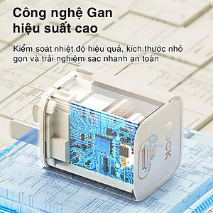 Bộ sạc nhanh type-c cho ip15 ROCK Ice²Cube sạc nhanh 30W - Hàng chính hãng Rockspace bảo hành 12 tháng