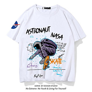 Áo thun nam nữ in hình phi hành gia phông unisex