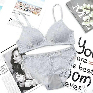  Bộ ĐồLót Ren Nữ Không Gọng Nâng Ngực Đệm Mỏng Azuno DL01  Phong Cách Sexy Dây Đôi Không Giãn Không Quăn Sau Khi Dùng Lâu