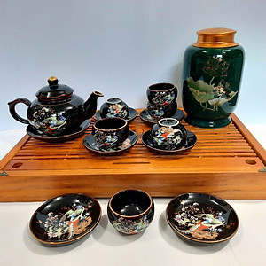 Bộ ấm trà vinh hoa phú quý vẽ vàng 24k gốm sứ Bát Tràng cao cấp