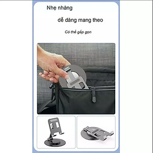 Giá đỡ điện thoại máy tính bảng nhôm nguyên khối trục xoay 360° gấp gọn tiện dụng - Hàng nhập khẩu 
