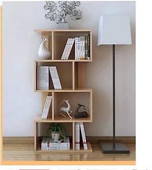 Kệ gỗ sách Ziczac, kệ sách nghệ thuật 3-4-5 tầng. Gỗ MDF phủ melatium cao cấp HC-99