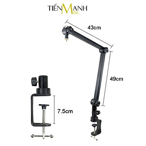 Chân Micro Kẹp Bàn Boom Arm Dr.Mic 2B (Chuyên Nghiệp) - Giá Đỡ Đế Mic Stand Microphone Thu Âm LiveStream Hàng Chính Hãng
