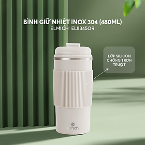 Ly giữ nhiệt inox 304 Elmich EL8345 480ml, Hàng chính hãng, lớp silicone chống trượt - JoyMall