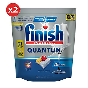 Combo 2 Gói Viên Rửa Chén Bát Finish Powerball Quantum 21 viên