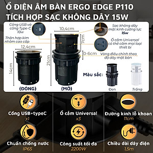 Ổ cắm điện đa năng Ergo Edge DandiHome an toàn chống cháy chống giật, bảo hành 12 tháng