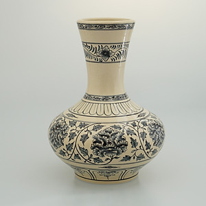 Bình hoa cúc quân tử gốm Chu Đậu (S3)