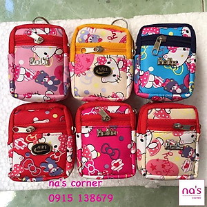 Móc khóa balo 3 ngăn mèo Kitty móc khoá ví da mini