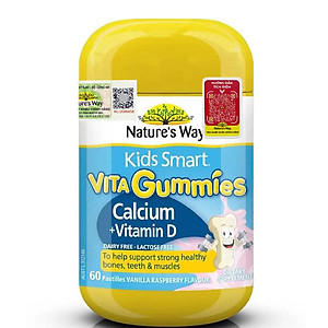 Canxi + Vitamin D cho trẻ 2-11 tuổi Gummies Calcium Vitamin D Nature's Way Úc giúp hỗ trợ xương, răng và cơ bắp khỏe mạnh, cao lớn - OZ Slim Store