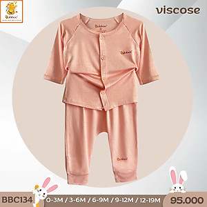 Bộ sơ sinh cài giữa tay dài vải visco siêu mềm mại cho bé