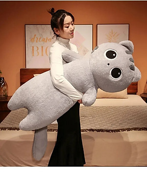 Thú nhồi bông mèo mắt to vô tri - Size từ 70cm đến 90cm - Quà tặng gấu bông mèo mắt tròn dễ thương - Gối ôm mềm mịn cho bé.