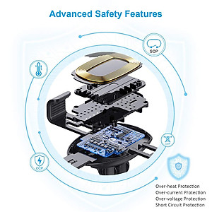 Giá đỡ kiêm Sạc không dây 10W hiệu CHOETECH H-T536S trên xe hơi / ô tô hiệu  (sạc nhanh chuẩn MFI Apple, Công suất 10W, công nghệ Gravity) - Hàng chính hãng