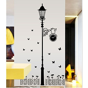 Decal dán tường Cột đèn đen 3D