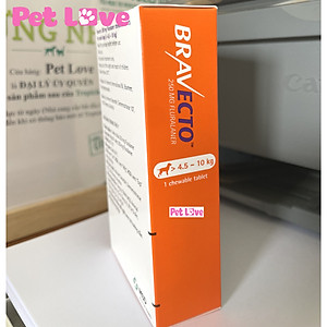 Bravecto diệt ghẻ, ve rận, bọ chét (chó 4,5 - 10kg)